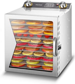 ETLIFE Glanfen Food Dehydrator, 12 Stainless Steel Trays Dehydrators for Food and Jerky, Herbs, Fruit, Dehydrator Machine with Timer and Temperature Control