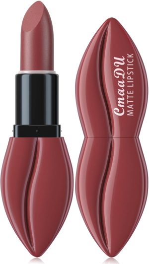 L&Wen Matte Lipstick for Women, Long Lasting Waterproof Highly Pigmented Moisturizing Velvet Lip Gloss, Not Fade Lightweight Smudge Proof Lip Stain for Girls and Women - Red 09