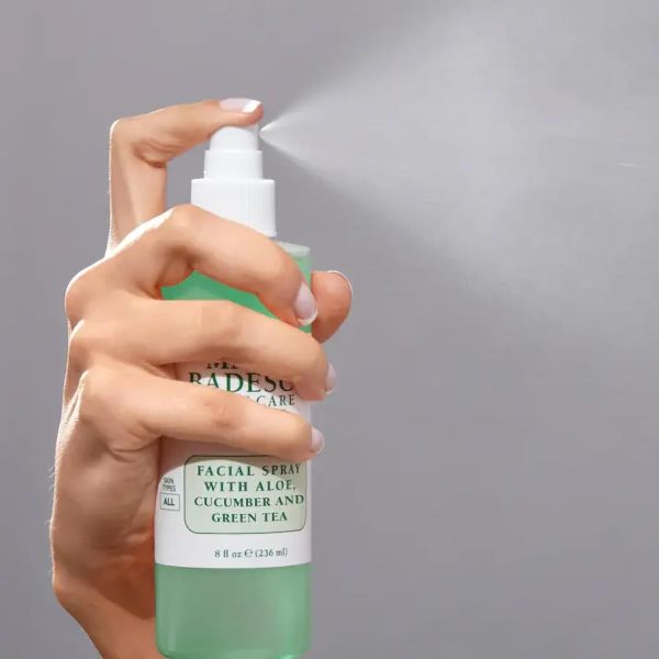 ⁦Mario Badescu Facial Spray Aloe, Rose Water and Cucumber - Green Tea Duo for Face, Neck or Hair, Cooling and Hydrating Face Mist for All Skin Types, Dewy Finish, 4 Fl Oz (Pack of 2)⁩ - الصورة ⁦9⁩