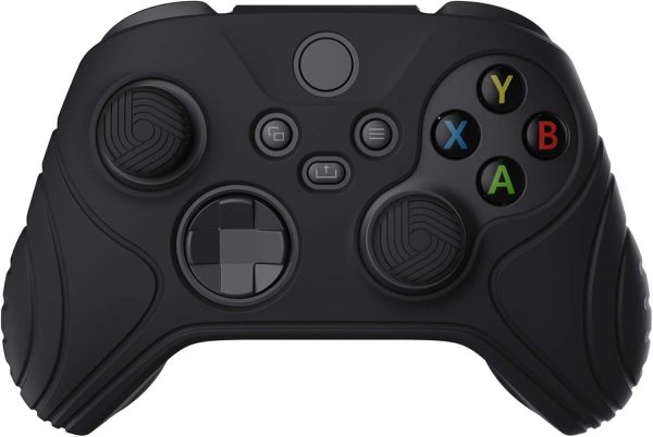 ⁦eXtremeRate PlayVital Samurai Edition Black Anti-slip Controller Grip Silicone Skin, Ergonomic Soft Rubber Protective Case Cover for Xbox Series S/X Controller with Black Thumb Stick Caps⁩ - الصورة ⁦9⁩