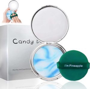 Allony Beautiful Candy Gel Powder, Oil Control Mattifying Powder, Candy Bella Gel Powder, Silky Compact Powder Mattifying, Compact Powder with Powder Down (A, Pink)