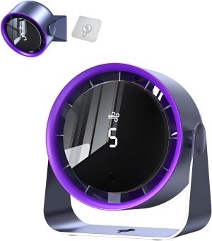 KRCIQMV Table Wall Ceiling Fan 1800mAh USB Rechargeable - 5-Speed Hands-Free Cooktop Cooler, Oil-Proof ABS, 180° Tilt, Purple Desk Fan for Office Home