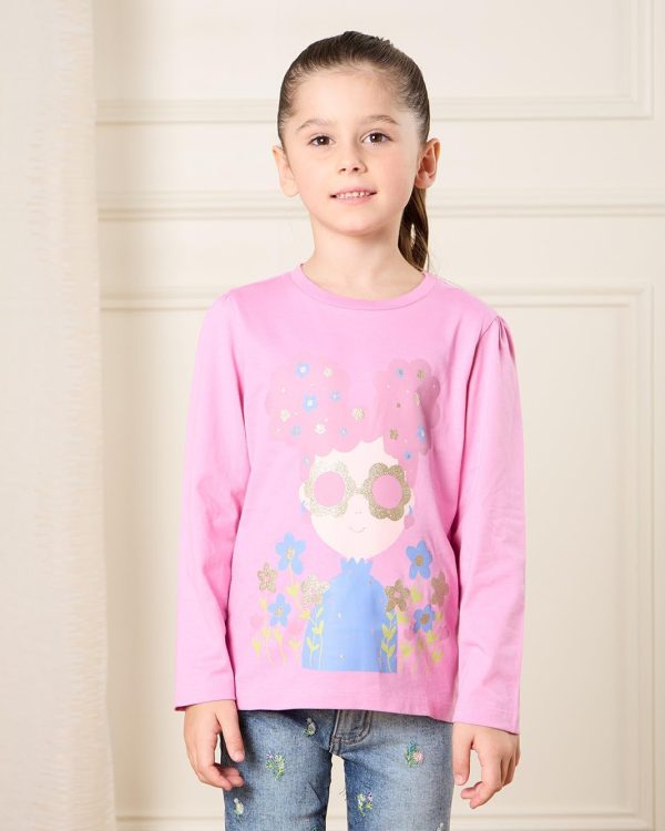 ⁦REDTAG Girls Printed T-Shirt⁩ - الصورة ⁦2⁩