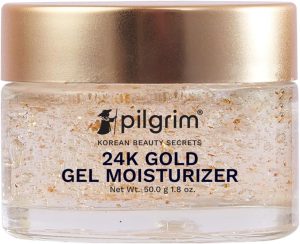 Pilgrim 24k Gold Gel Moisturizer with Hyaluronic Acid & Alpha Arbutin for men & women 50gm | Moisturizer for face | Reduces dark spots | Gives luxurious glow | Non-greasy