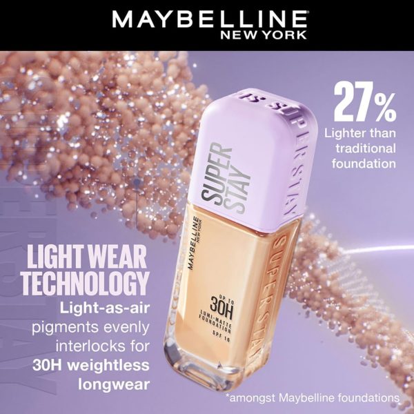 ⁦Maybelline New York Super Stay Lumi-Matte Liquid Foundation - 115, Up To 30H Long Wear, Water & Transfer Proof. SuperStay Lumi-Matte Liquid Foundation comes with Non-comedogenic & Vegan Formula | 35ml⁩ - الصورة ⁦5⁩