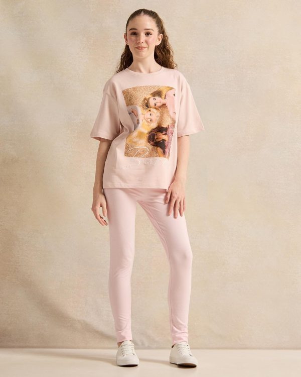 ⁦REDTAG Senior Girls Pink Plain Leggings⁩ - الصورة ⁦2⁩