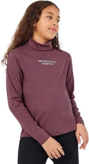Styli Girls Embroidered Turtle Neck Long Sleeve T-Shirt
