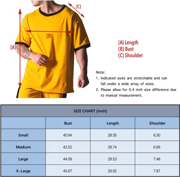 ⁦Magiftbox Workout Shirts Short Sleeve Oversized Hipster Loose Gym Shirts Basketball Hip-hop Street Style T-Shirts for Men T44⁩ - الصورة ⁦6⁩
