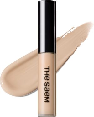 THE SAEM Cover Perfection Tip Concealer, Liquid Multi-Use Concealer, Full Coverage Makeup for Acne Dark Spots Dark Circles Hyperpigmentation and Blemishes, 0.2 fl. oz. (#1.5 Natural Beige)