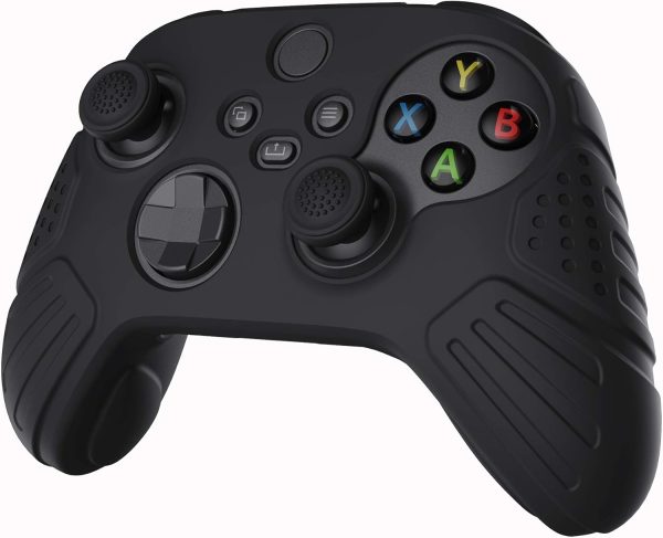 ⁦eXtremeRate PlayVital Guardian Edition Black Ergonomic Soft Anti-Slip Controller Silicone Case Cover for Xbox Series X/S, Rubber Protector Skins with Joystick Caps for Xbox Core Wireless Controller⁩ - الصورة ⁦6⁩
