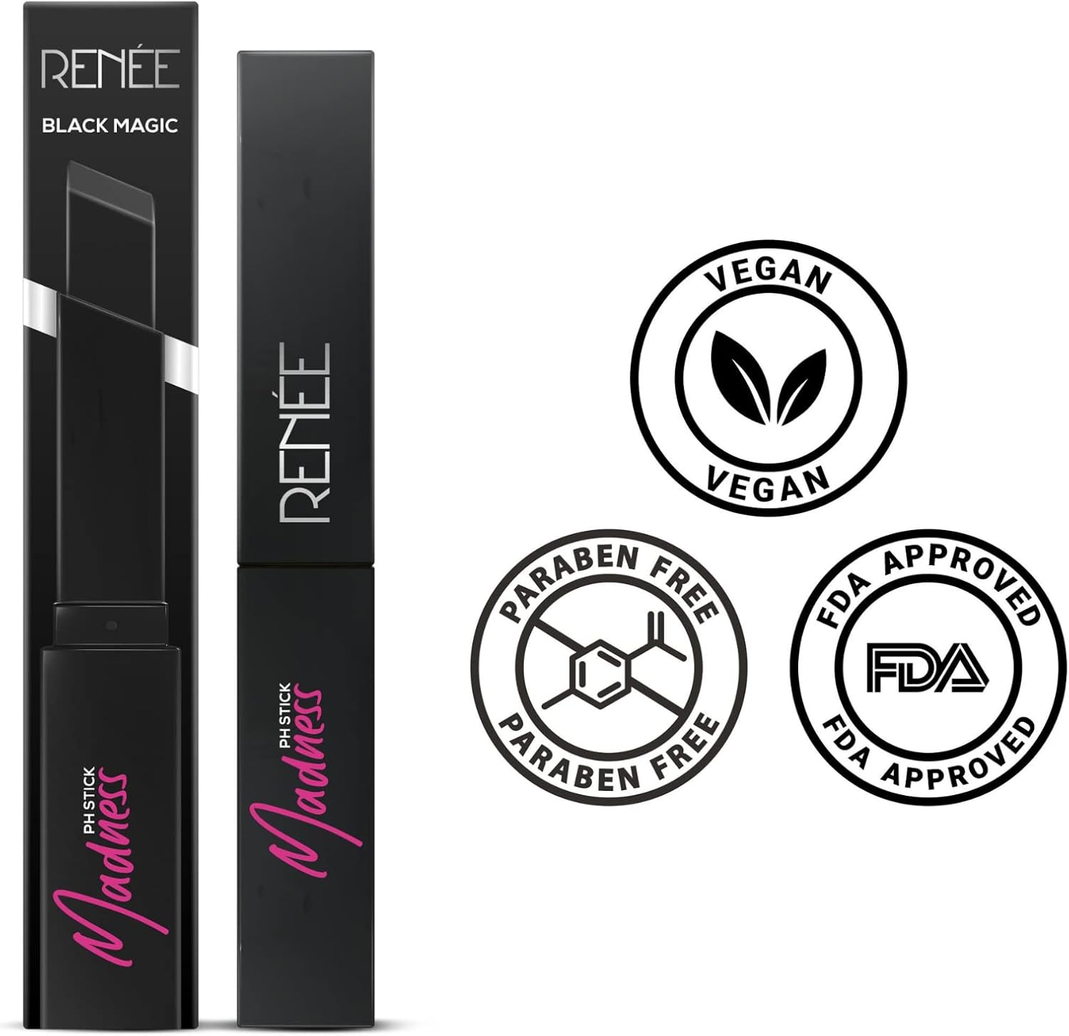 RENEE Madness PH Stick, 3g | Black lipstick that delivers pink hue, enriched with Vitamin E and Jojoba Oil 3 RENEE Madness PH Stick, 3g | Black lipstick that delivers pink hue, enriched with Vitamin E and Jojoba Oil - الصورة 3