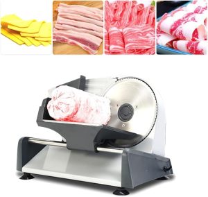 NovalLife KA18 Food Slicer Electric Meat Slicer with 7.5in Removable Stainless Steel Blade Pusher Cheese Fruit Vegetable Bread Cutter Adjustable Knob for Thickness Food