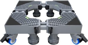 Arabest Mini Fridge Stand Mobile Base With 4 Locking Refrigerator Wheels And 8 Strong Feet For Washer Dryer Washing Machine Stand Pedestal, Refrigerator Stand, Adjustable Appliance Dolly Square