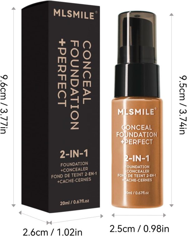 ⁦NALACAL 2 in 1 Concealer Full Coverage Foundation for Mature Skin, Oil Control Matte Liquid Makeup, Waterproof Base De Maquillaje, High Coverage - 02 Natural⁩ - الصورة ⁦8⁩