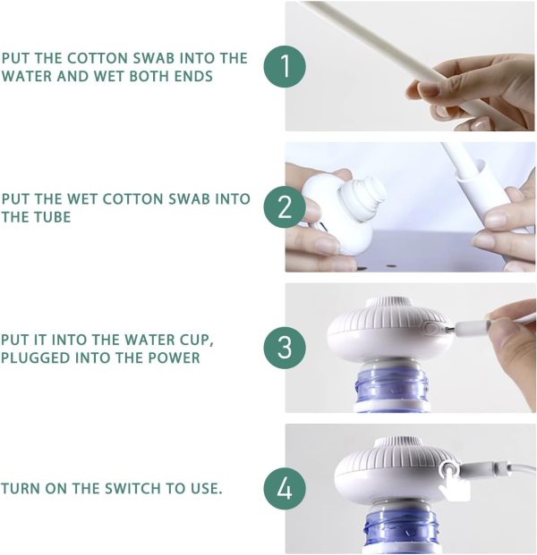⁦TERRIFI Mini Portable Humidifier for Car, Small USB Personal Humidifiers with Ultra Quiet, Container Diversity, Auto Shut Off, Tiny Travel Easy Use Humidifier for Plants, Car, Office, Hotel - White⁩ - الصورة ⁦5⁩