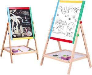 ANYUAN Easel for Kids,Art Easel for Kids,Double Sided Standing Chalkboard,Height Adjustable Double Sided Painting Activity Easel with Whiteboard Chalkboard for Boys Girls