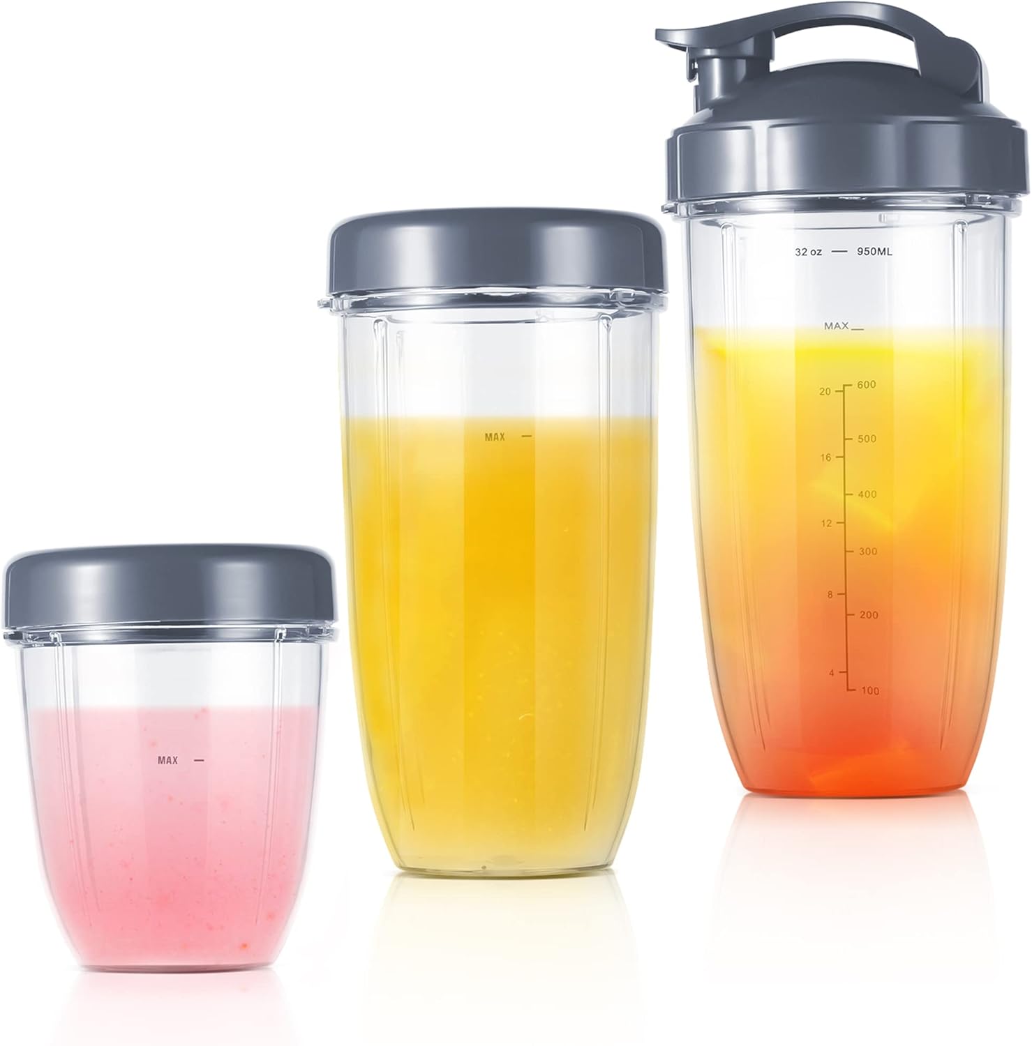 NutriBullet Replacement Cup Kit - Short (18oz), Tall (24oz), Colossal (32oz) with Flip-Top & Stay-Fresh Lids 8 NutriBullet Replacement Cup Kit - Short (18oz), Tall (24oz), Colossal (32oz) with Flip-Top & Stay-Fresh Lids - الصورة 8
