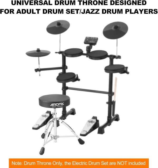 ⁦Morelian Universal Drum Throne Round Padded Drum Seat Stool -braced Stainless Steel Legs Anti-slip 5 Levels Adjustable Height for Adult Drummers⁩ - الصورة ⁦6⁩