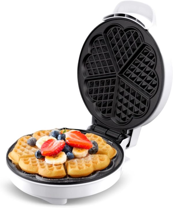 ⁦Halamodo Heart Waffle Maker - Make 5 Heart-Shaped Waffles, Nonstick, Easy to Clean, Electric Griddle Iron⁩ - الصورة ⁦2⁩