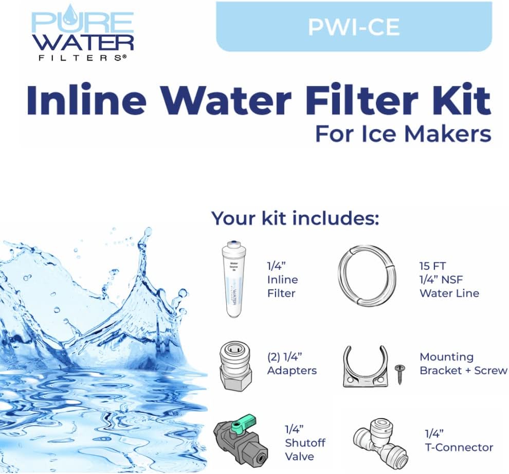 Inline Water Filter Kit for Ice Makers with 1/4" Tubing and a T-Connector 3 Inline Water Filter Kit for Ice Makers with 1/4" Tubing and a T-Connector - الصورة 3