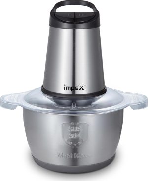 Impex Food Chopper With 2 Liter Glass Bowl,350W Powerful Motor Food Processor, Dual Speed, Stainless Steel Blades, Overheat Protection,2 Year Warranty-FC 3202