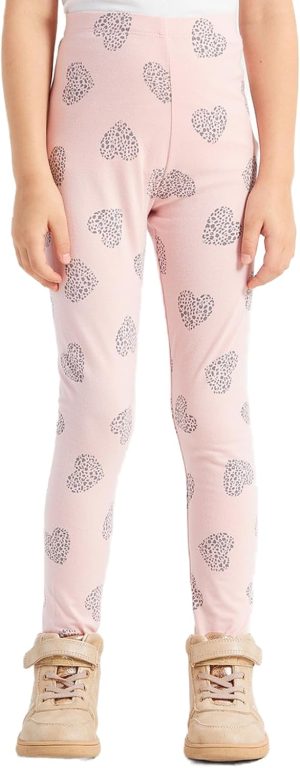 REDTAG Girls Pink Heart Printed Leggings