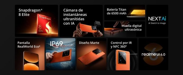 ⁦Realme GT 7 Pro DUAL SIM 256GB ROM + 12GB RAM (GSM Only | No CDMA) Factory Unlocked 5G Smartphone (Mars Orange) - International Version⁩ - الصورة ⁦2⁩