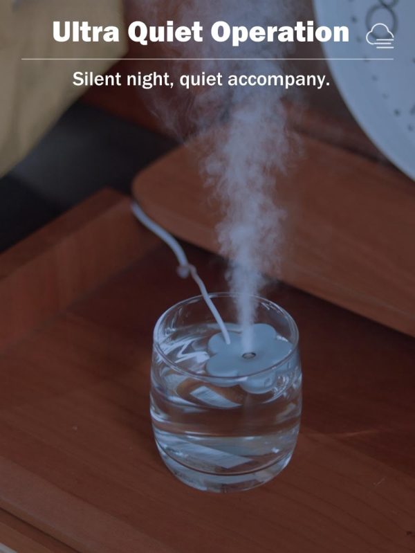 ⁦Azonee USB Small Flower Humidifier, 2PCS Creative Cute Atomization Mist Maker, Personal Portable Waterproof Air Humidifier for Home Bedroom Office Desk, Auto Shut-Off, Ultra-Quiet (Blue+Red)⁩ - الصورة ⁦8⁩