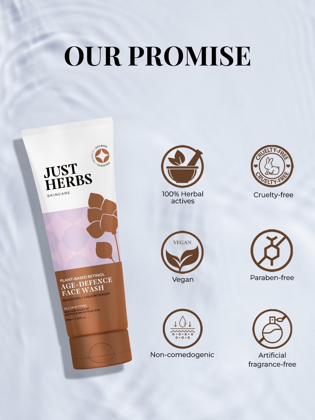 Just Herbs Plant-based Retinol Face Wash For Fine Lines,Wrinkles & Dark Spots All Skin Types Men & Women - 100ml 6 Just Herbs Plant-based Retinol Face Wash For Fine Lines,Wrinkles & Dark Spots All Skin Types Men & Women - 100ml - الصورة 6