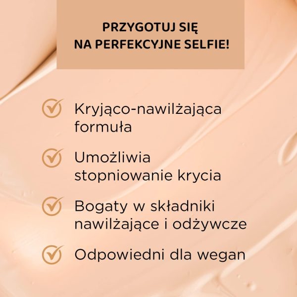 ⁦Eveline Cosmetics Selfie Time Moisturising Foundation & Concealer No. 01 Porcelain - Buildable Coverage, Hyaluronic Acid & Vitamin E, Anti-Pollution Formula, 30 ml⁩ - الصورة ⁦6⁩