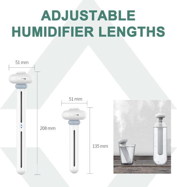 ⁦TERRIFI Mini Portable Humidifier for Car, Small USB Personal Humidifiers with Ultra Quiet, Container Diversity, Auto Shut Off, Tiny Travel Easy Use Humidifier for Plants, Car, Office, Hotel - White⁩ - الصورة ⁦4⁩