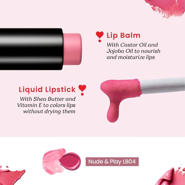⁦Color Cupid 2 in 1 Tinted Lip Balm + Liquid Lipstick | Intense color pay off & moisturization | Infused with Hyaluronic Acid & Jojoba Oil | Friends with Benefits | Nude & Play⁩ - الصورة ⁦3⁩