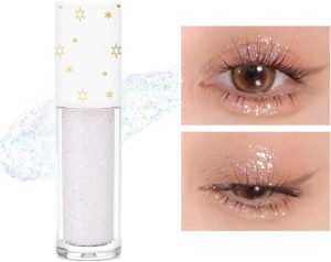 Geeneiya Liquid Glitter Eyeshadow Korean Makeup Under Eye Shadow Bling,Pigmented, Long Lasting, Quick Drying, Loose Glitter Glue for Crystals EyeMakeup (Colorful Galaxy 01)