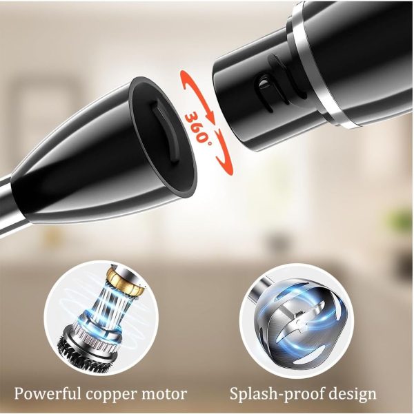 ⁦4 in 1 Hand Blender, 500W Stainless Steel Food Chopper, 2-Speed ​​Immersion Handheld Stick with 500ml Chopper, Egg Beater, Mixer, 700ml Measuring Cup for Baby Food, Smoothies, Puree⁩ - الصورة ⁦9⁩