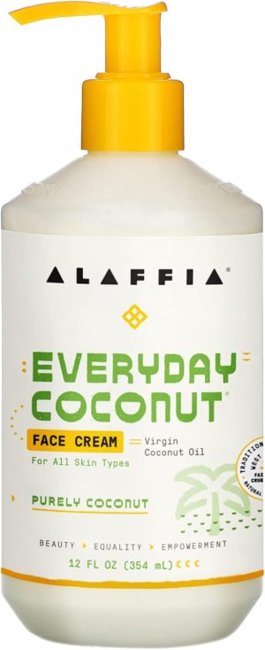 Alaffia EveryDay Coconut Night Cream. Moisturizing Support to Restore Firm, Youthful Skin and Reduce Wrinkles for Normal to Dry Skin (Purely Coconut) 12 Oz