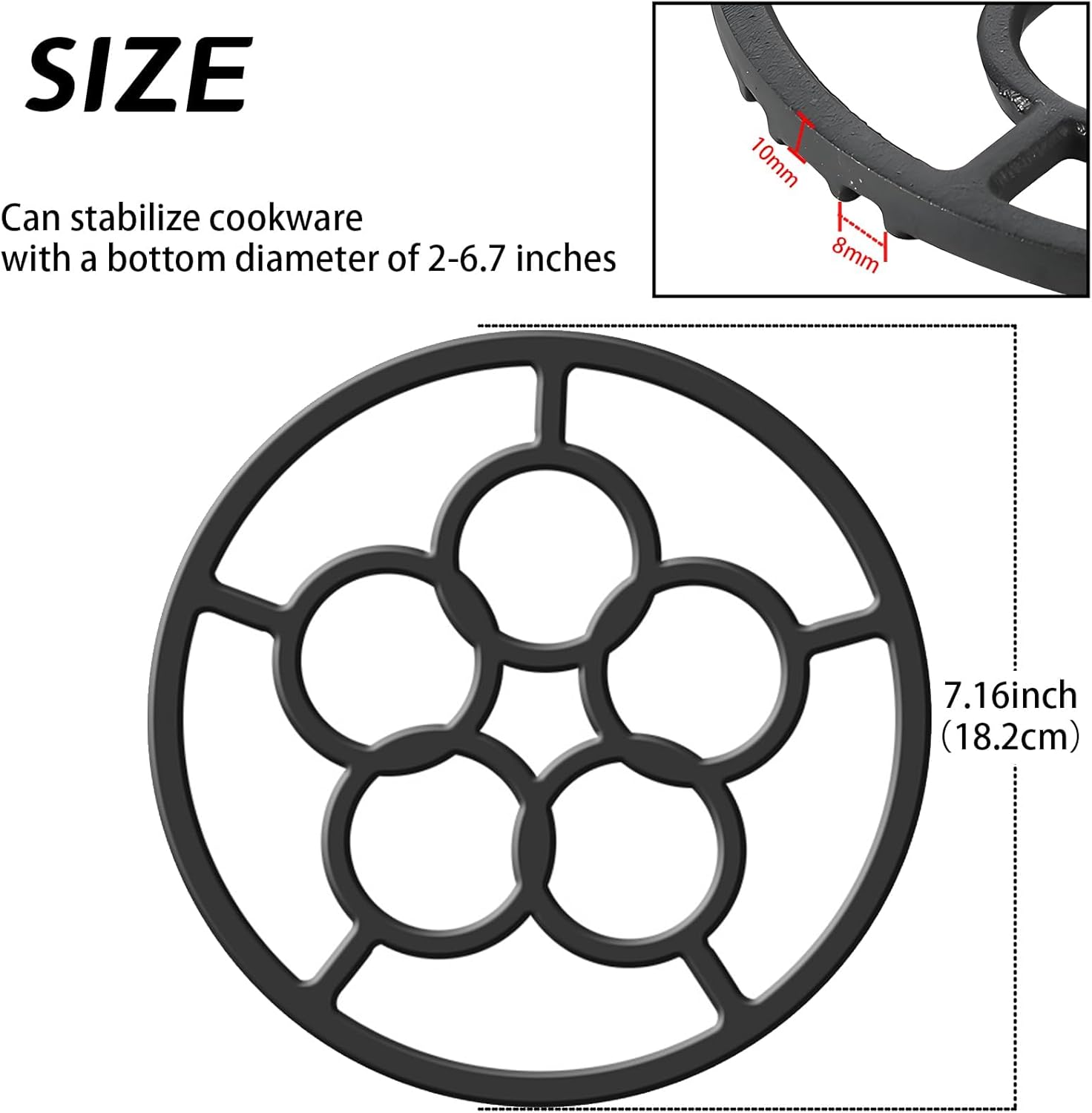 KASTWAVE Gas Ring Reducer, Non Slip Iron Gas Stove Cooker Ring Reducer for Gas Stovetop Espresso Maker, Coffee Moka Pot(Pentacyclic type) 8 KASTWAVE Gas Ring Reducer, Non Slip Iron Gas Stove Cooker Ring Reducer for Gas Stovetop Espresso Maker, Coffee Moka Pot(Pentacyclic type) - الصورة 8
