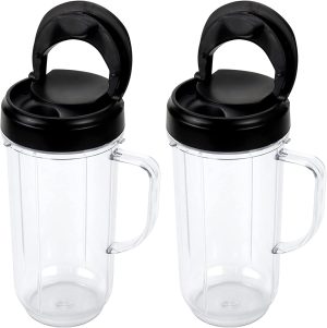 MAKINGTEC 22oz Magic Bullet Blender Cups Replacement Parts with Flip Top To-Go Lid and Handle for Magic Bullet Mb1001 Blender Accessories (2 Pack)