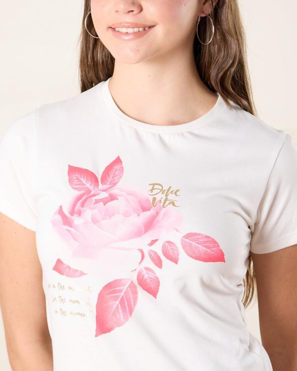 ⁦REDTAG Senior Girls Rose Print T-Shirt⁩ - الصورة ⁦4⁩
