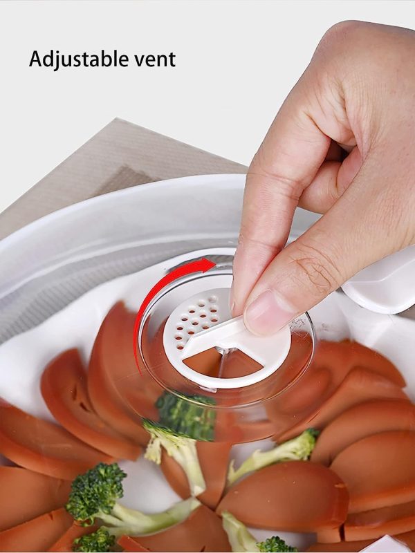 ⁦Paporich Microwave Splatter Cover for Food, Clear Splash Guard Cooker Lid, Large Plate Cover With Handle Steam Vents, BPA-Free, Food Guard Lid⁩ - الصورة ⁦3⁩