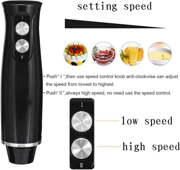 ⁦4 in 1 Hand Blender, 500W Stainless Steel Food Chopper, 2-Speed ​​Immersion Handheld Stick with 500ml Chopper, Egg Beater, Mixer, 700ml Measuring Cup for Baby Food, Smoothies, Puree⁩ - الصورة ⁦6⁩