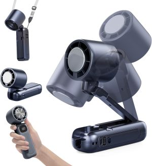 مروحة يدوية مع لوحة تبريد - 6000 مللي أمبير - 100 مستوى - قابلة للطي - شاشة LED - وظيفة شحن الهواتف - مقاومة ضربات الشمس fan 3