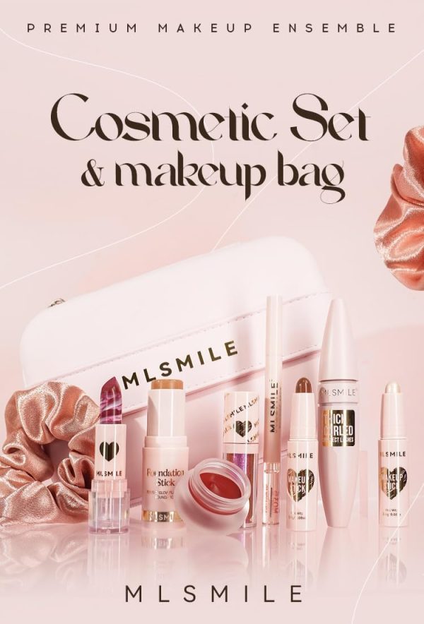 ⁦MAKEUP ENSEMBLE A - Comprehensive Cosmetic Set with Full-Face, Eye, Lip & Cheek Makeup, Including 2-in-1 Brow Gel, Brightening Liquid Eye Shadow, Plumping Lipstick in Rose Marble, Flawless Foundation⁩ - الصورة ⁦2⁩