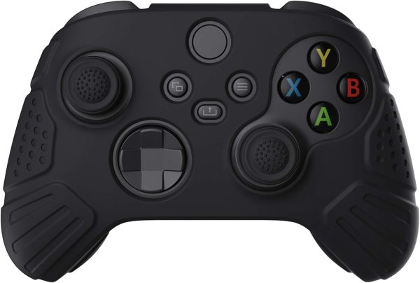 ⁦eXtremeRate PlayVital Guardian Edition Black Ergonomic Soft Anti-Slip Controller Silicone Case Cover for Xbox Series X/S, Rubber Protector Skins with Joystick Caps for Xbox Core Wireless Controller⁩ - الصورة ⁦9⁩