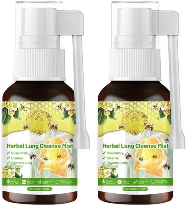 Herbal Lung Cleanse Mist, Azonee Natural Respiratory Support & Airway Purification Spray, 2pcs (30ml Each), Easy-to-Use Herbal Lung Care Essence for Daily Use