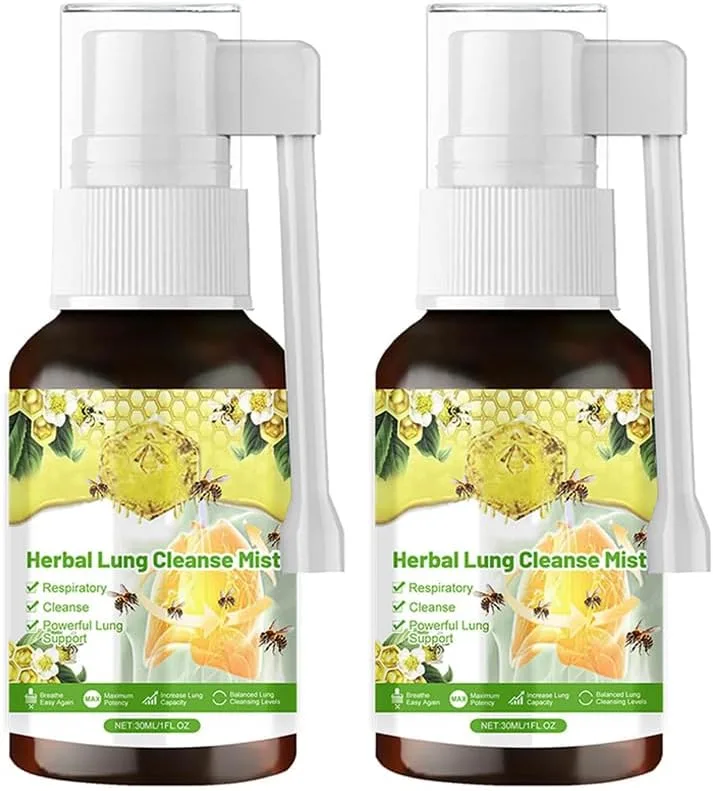 Herbal Lung Cleanse Mist, Azonee Natural Respiratory Support & Airway Purification Spray, 2pcs (30ml Each), Easy-to-Use Herbal Lung Care Essence for Daily Use