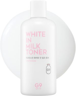 [G9SKIN] White In Milk Toner - Milk Protein Extract 10,000ppm, Niacinamide, Adenosine - 10.14 Fl Oz (Pack of 1) - Brightens and Improves Wrinkles