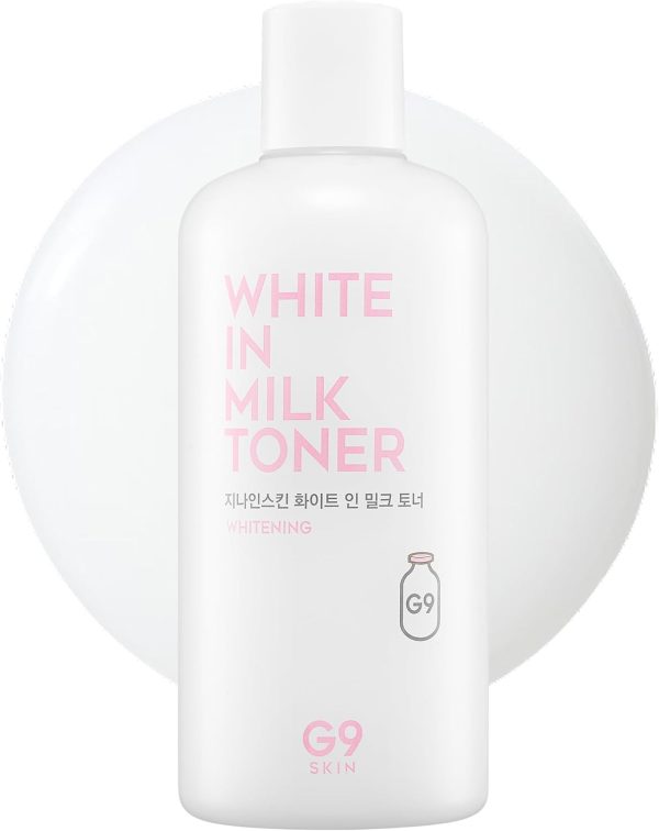 [G9SKIN] White In Milk Toner - Milk Protein Extract 10,000ppm, Niacinamide, Adenosine - 10.14 Fl Oz (Pack of 1) - Brightens and Improves Wrinkles