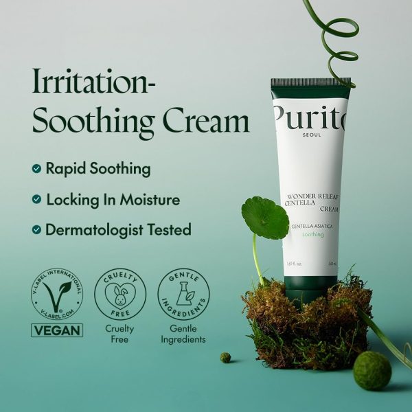 ⁦PURITO Centella Cream, Korean Centella, for All Skin Types, Soothing, Facial Cream for face, K-Beauty, Korean Skin Care, 50ml 1.7 fl.oz⁩ - الصورة ⁦2⁩