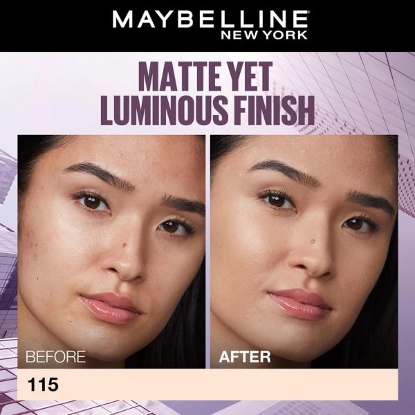 ⁦Maybelline New York Super Stay Lumi-Matte Liquid Foundation - 115, Up To 30H Long Wear, Water & Transfer Proof. SuperStay Lumi-Matte Liquid Foundation comes with Non-comedogenic & Vegan Formula | 35ml⁩ - الصورة ⁦6⁩