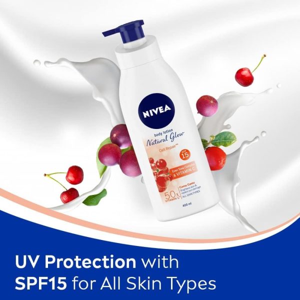 ⁦NIVEA 2 Lots X Extra Whitening Cell Repair Body Lotion SPF 15,400ml⁩ - الصورة ⁦5⁩